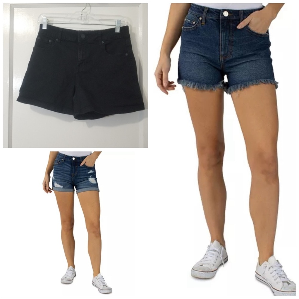 3 Pair Bundle of Indigo Rein Black & Blues Wash Jean Shorts | Size 11